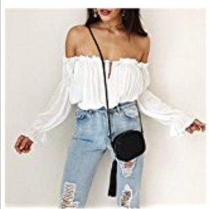 White chiffon top